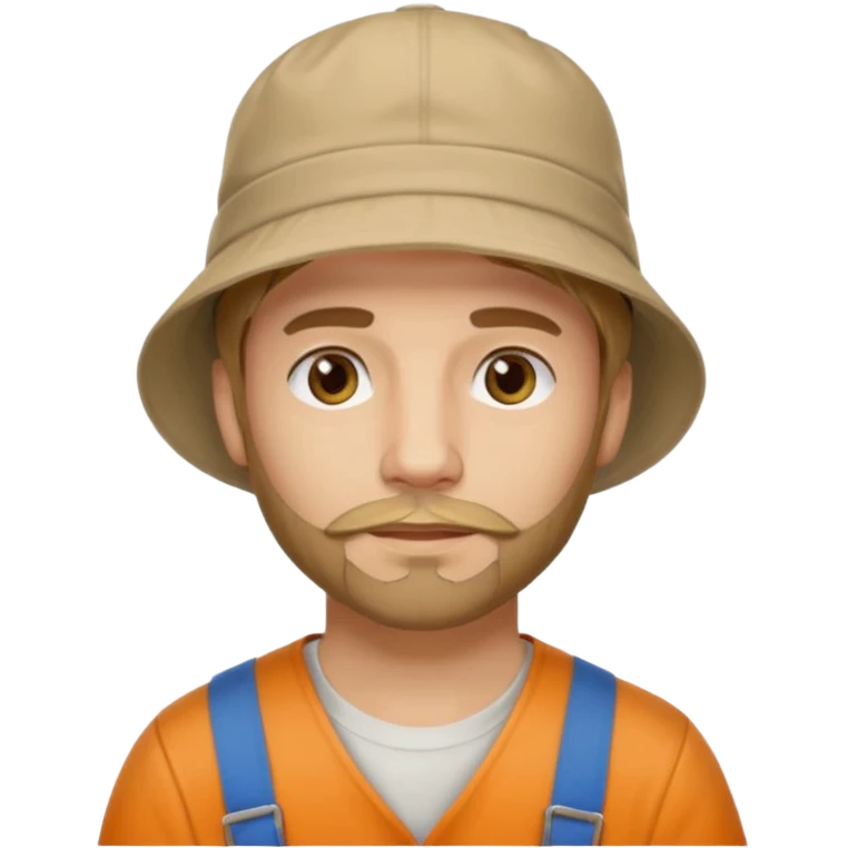 Romanian brown blond ish hair male, 30 yrs old, a little bit of facial hair, bucket hat on the head emoji