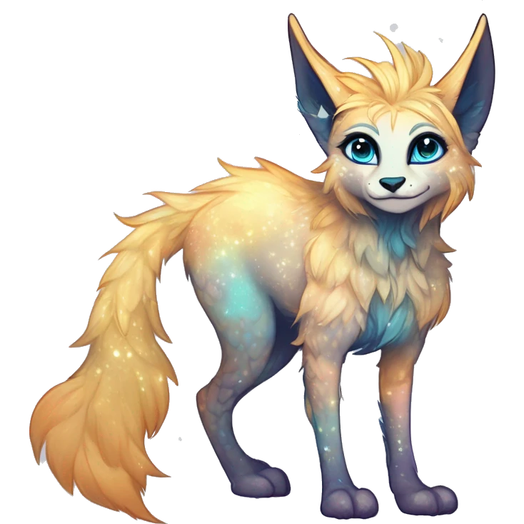 Cool cute Kawaii edgy ethereal futuristic modern epic fantasy animal sparkle fursona Fionbri creature by griffsnuff & LiLaiRa & Falvie full body emoji