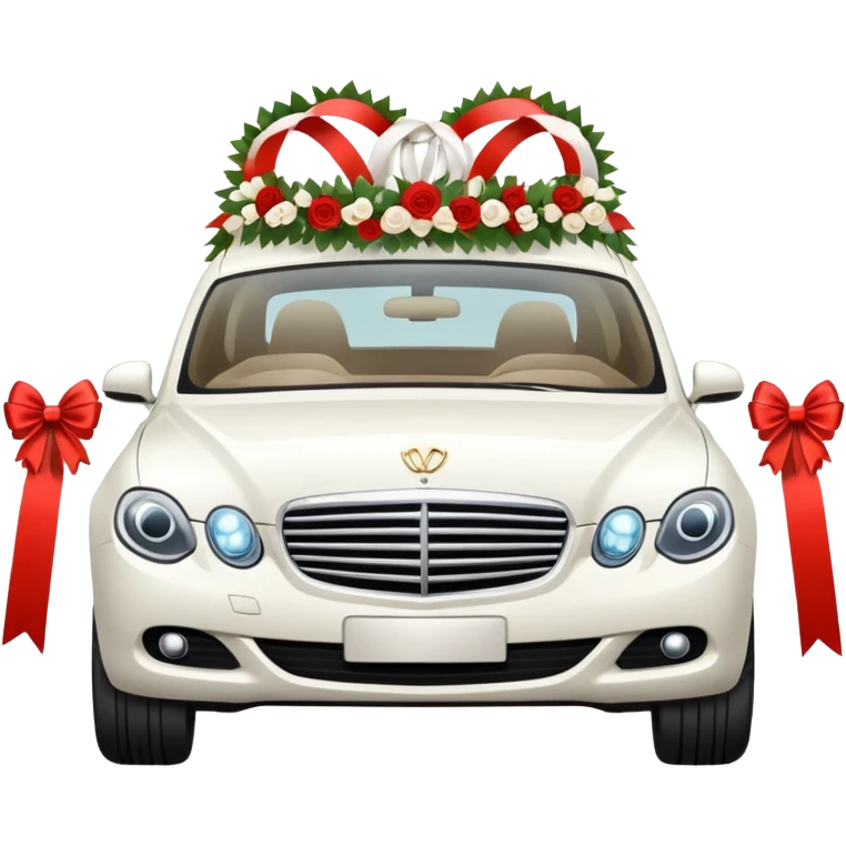 luxury car with wedding decorations, horizontal emoji