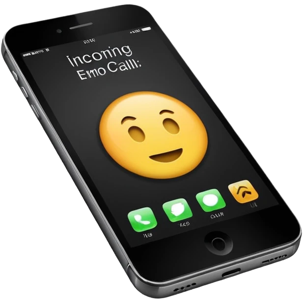 iphone  con fondo negro que diga "llamada entrante" emoji