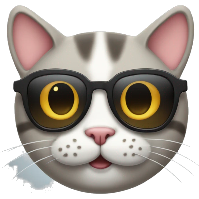Cat with smile and sunglasses with heart eyes emoji