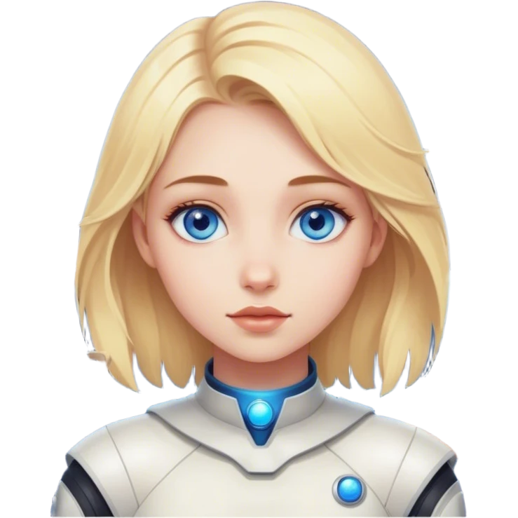A blonde girl with blue eyes with many planets around her emoji