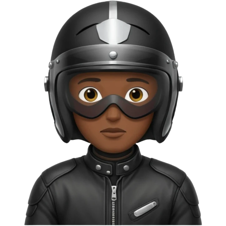 Biker in black full-face helmet and jacket emoji