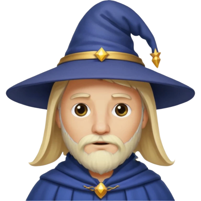 beardless wizard with bob-cut blonde hair and one blocked eye emoji