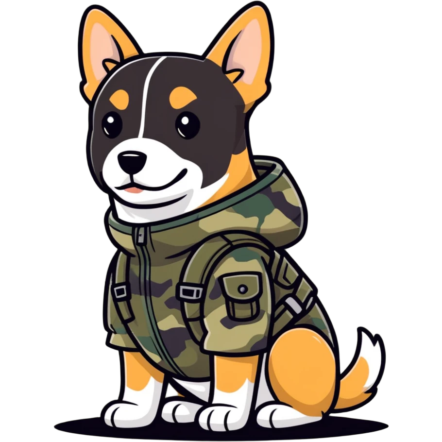 Dog in camo gear emoji