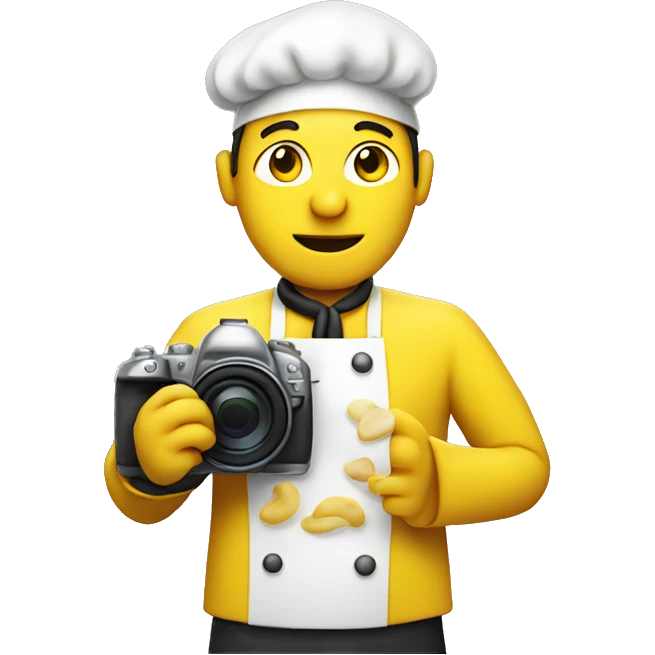 Chef, yellow skin, camera in hand  emoji