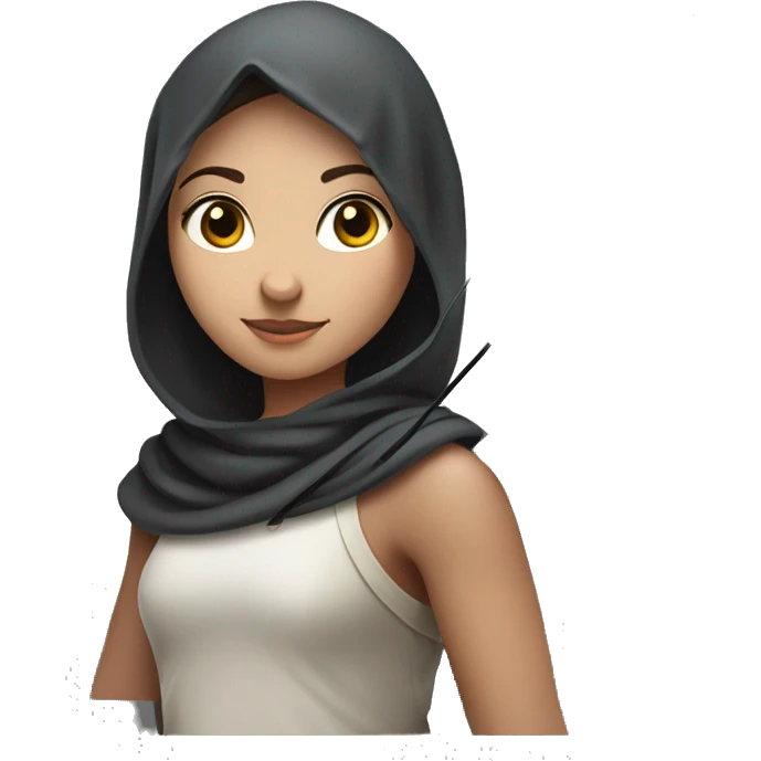 Archer girl with headscarf, black scarf, white skin and arrow in hand emoji