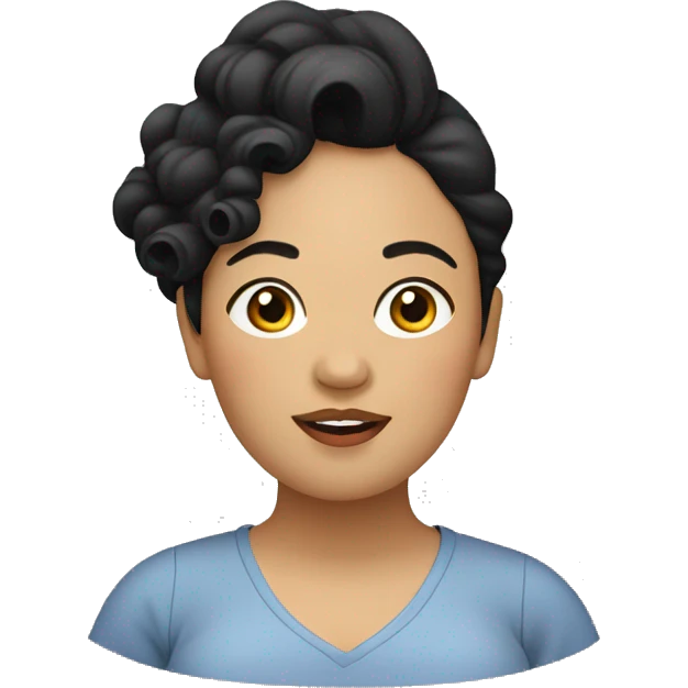 Southeast Asian woman, overweight, with black wavy curls. emoji