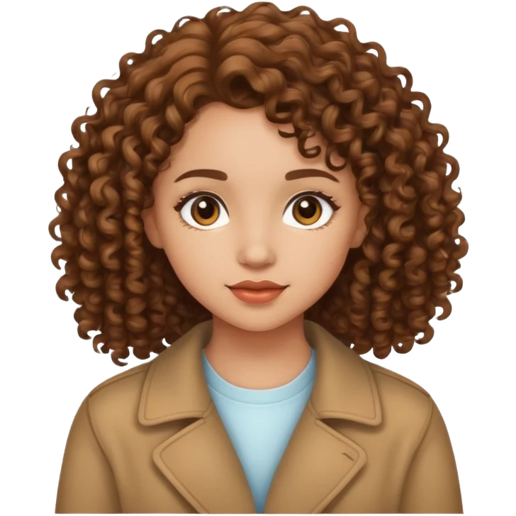 Light skinned medium Length brown curly haired girl emoji
