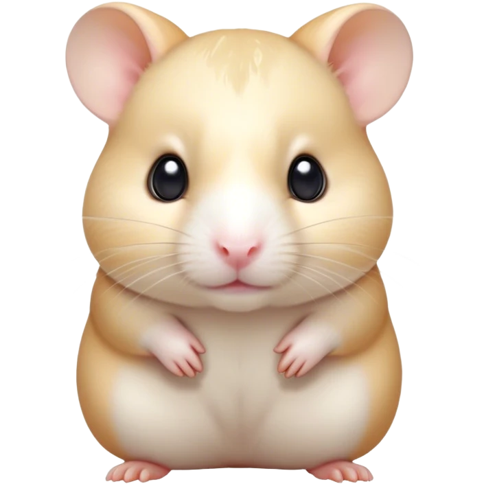 Cinematic Noble Cream Hamster Portrait Emoji, Poised and regal, with a tiny, compact build and a smooth, pristine cream coat, deep-set soulful dark eyes, Simplified yet sharp and sophisticated features, highly detailed, glowing with a soft, dignified glow, high shine, intelligent and energetic, stylized with an air of miniature elegance, focused and attentive, soft glowing outline, capturing the essence of a watchful and confident rodent, so majestic it feels as though it could scurry out of the screen with effortless authority! emoji