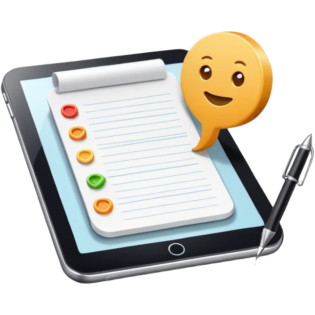 3D icon symbolizing writing a review and sharing opinions, food app context, single object, modern and clean style, soft lighting, isolated, no background emoji