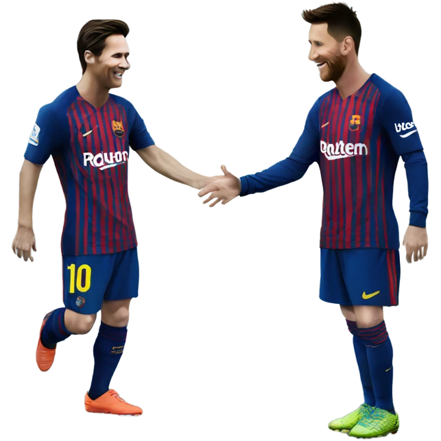 Messi high fiving Ronaldo  emoji