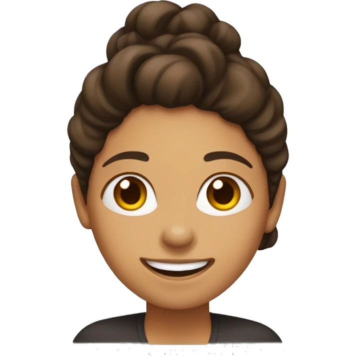 Mujer de pelo marron oscuro sonriendo emoji