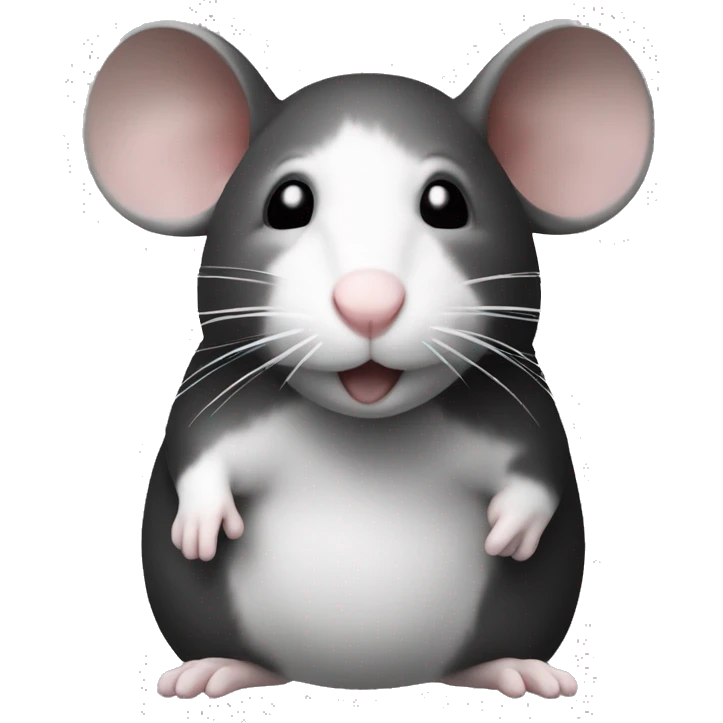 full body of a rat that is black and white emoji