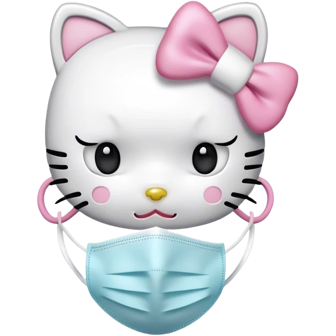 Hello Kitty applying a face mask emoji