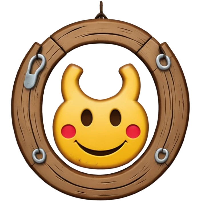 Emoji wooden sign with horseshoe with the inscription OK emoji