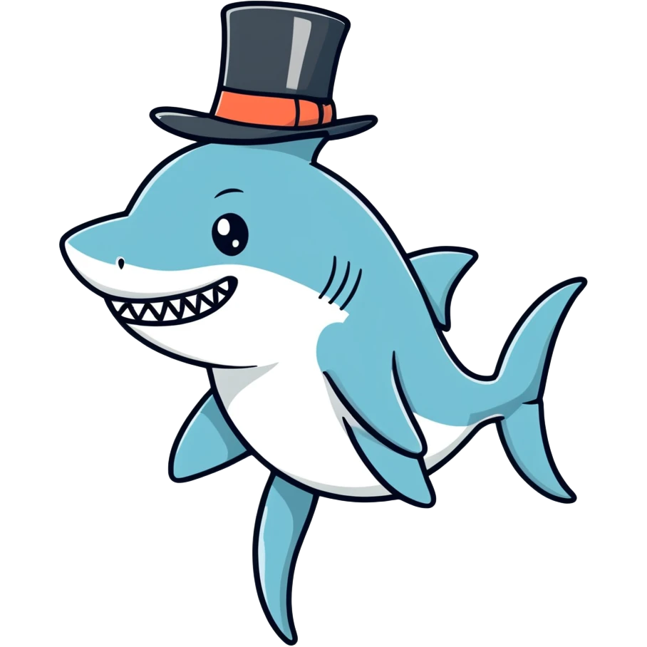 Shark with a top hat emoji