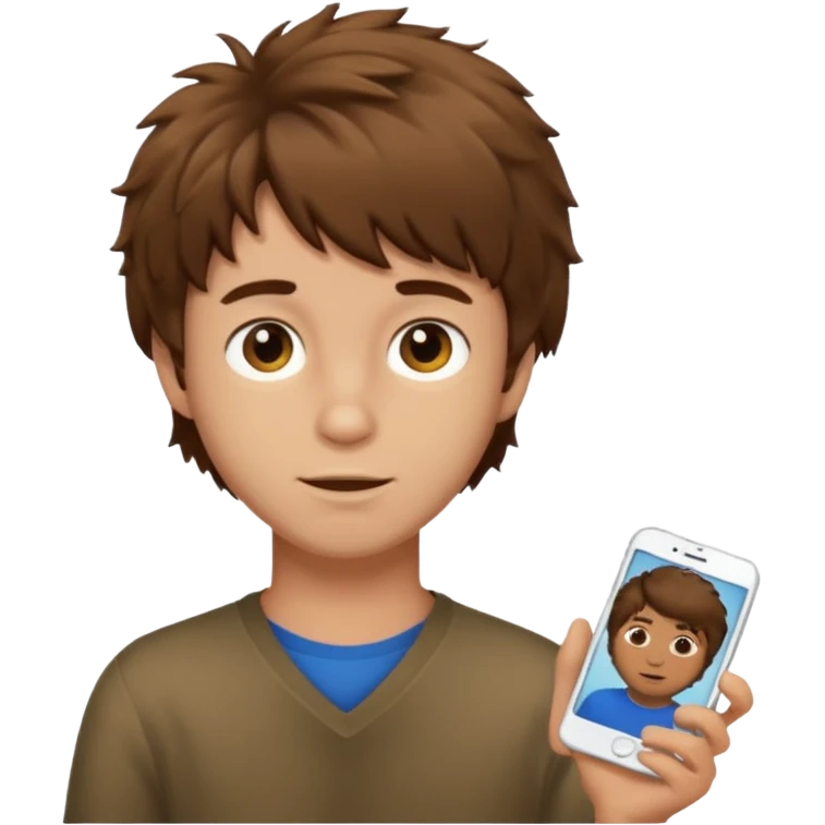 emoji ios brown haired boy portrait have shaggy emoji
