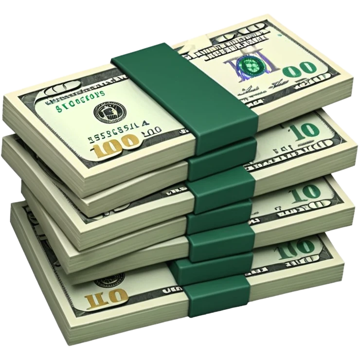 several white US dollar bills with dark green elements, minimalist design emoji
