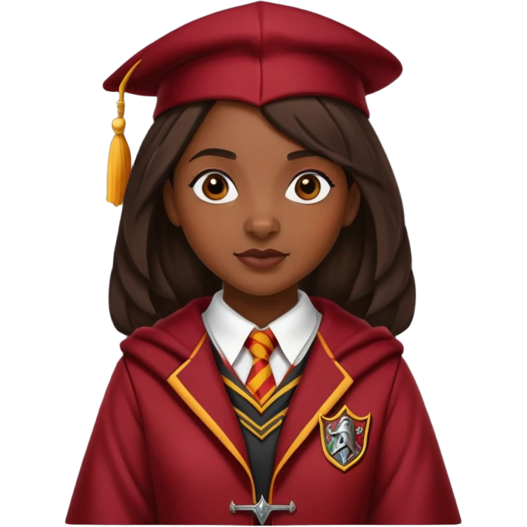 Angelina Johnson in harry potter, wear hogwarts gryfindor uniform emoji