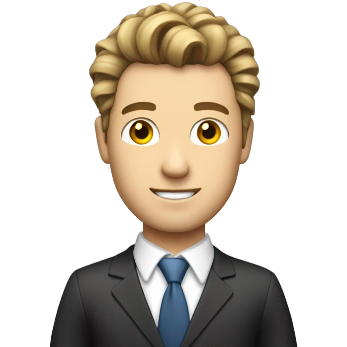 man stock trader, hair back, white skin, in suit emoji