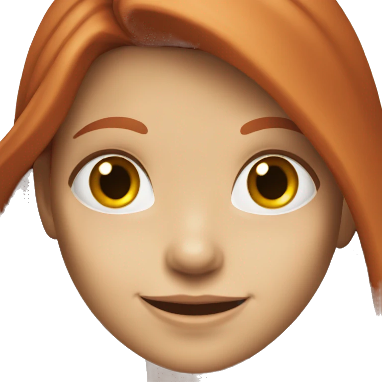 A gray-eyed red-haired girl with long hair is smiling emoji