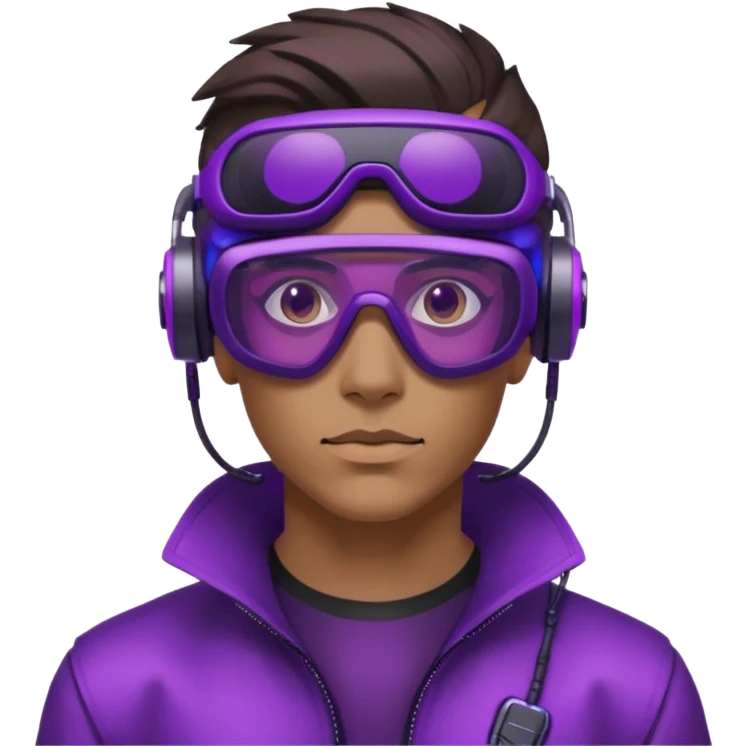 Cyberpunk man head 3d puruple cyber VR -glasses emoji
