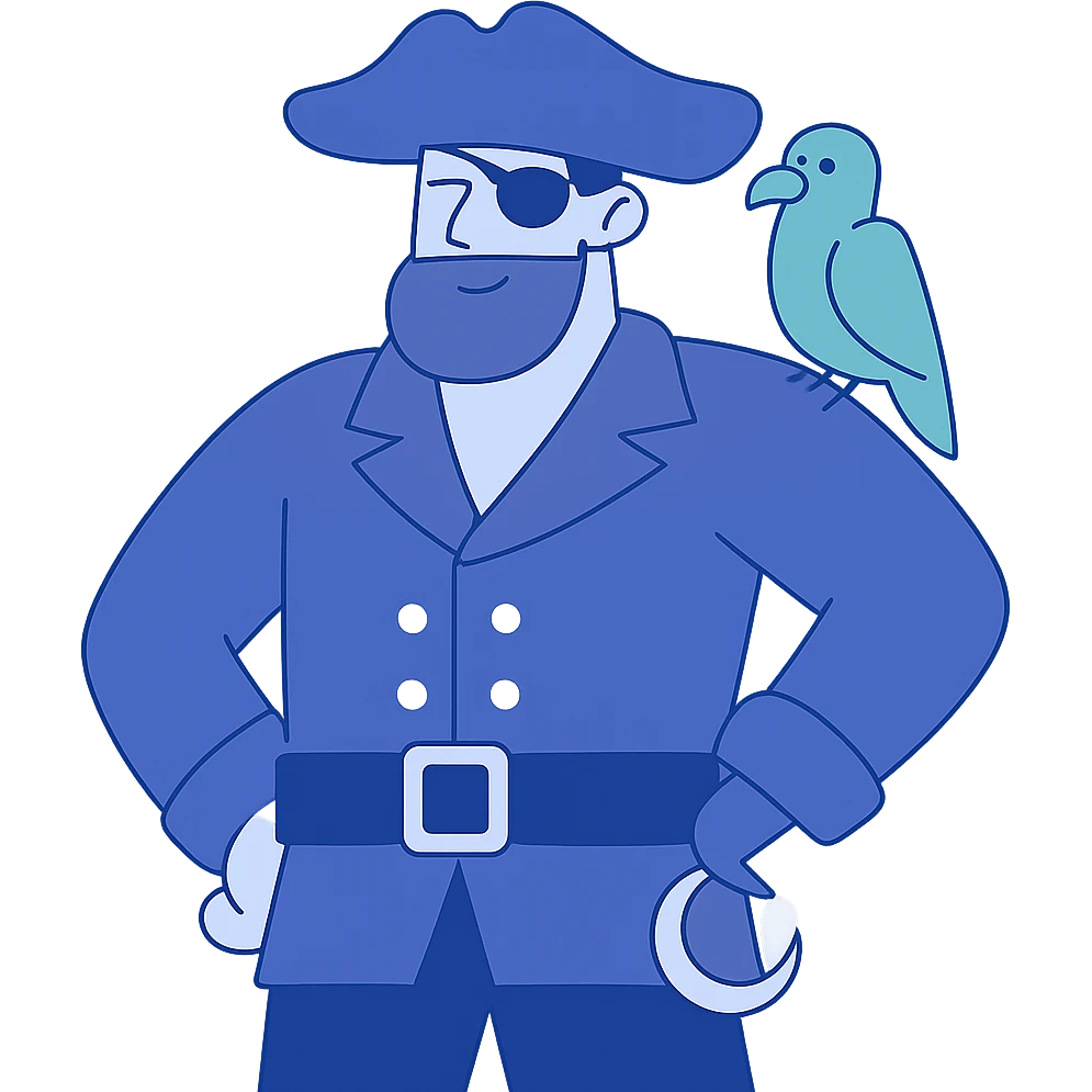 pirate with eye patch and parrot emoji