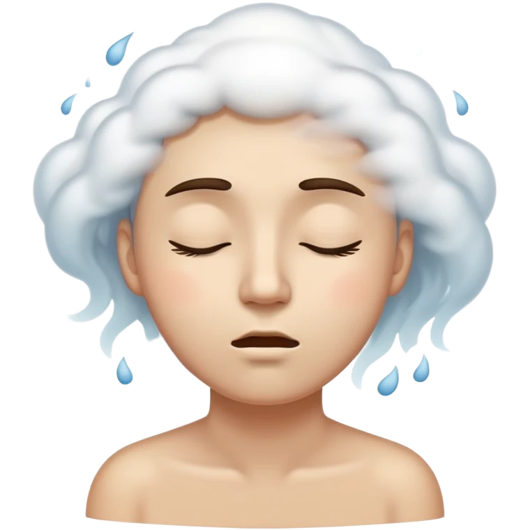 Twarz z lekko przymkniętymi oczami i obłoczkiem mgły nad głową – symbolizuje zagubienie, zmęczenie myślowe lub brak koncentracji. emoji