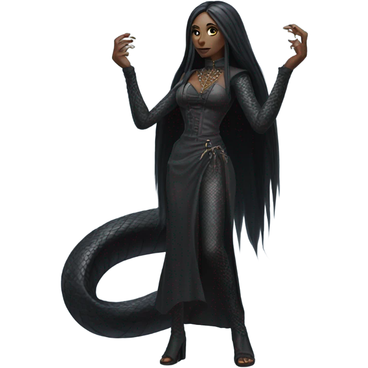 Gothic snakewomen with long hair , full body emoji