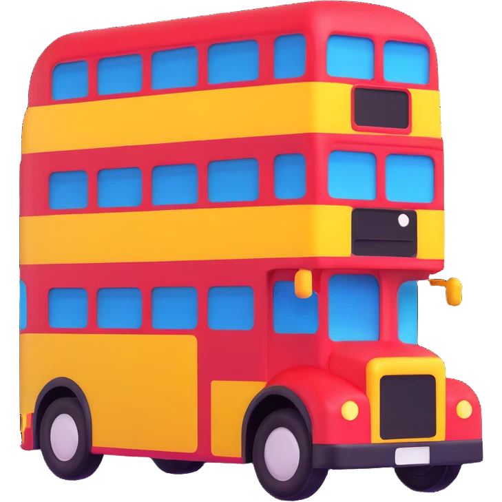 double-decker bus, 3D emoji style emoji
