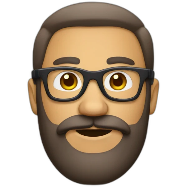 Homme barbue avec des lunettes emoji