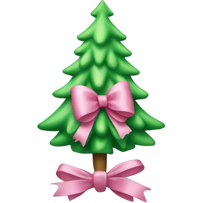 light green christmas tree with pink bow on top emoji