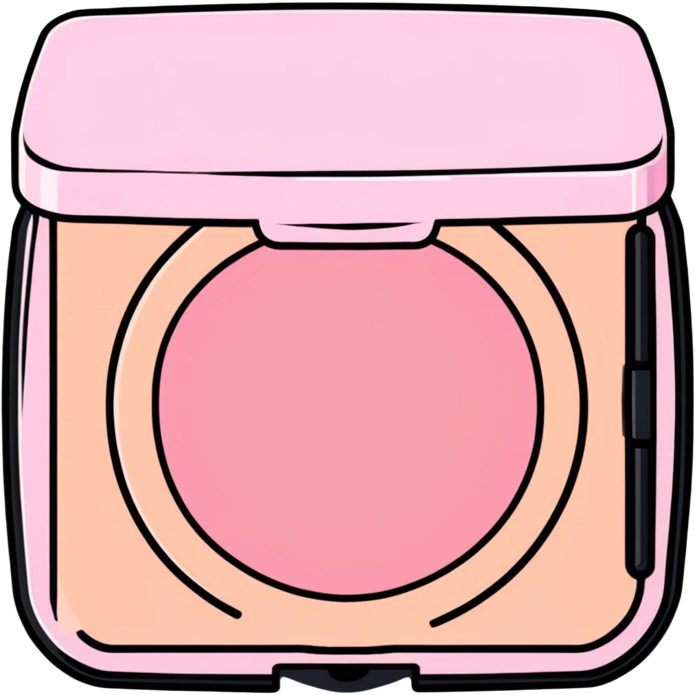 Black square shaped pink blusher compact makeup emoji