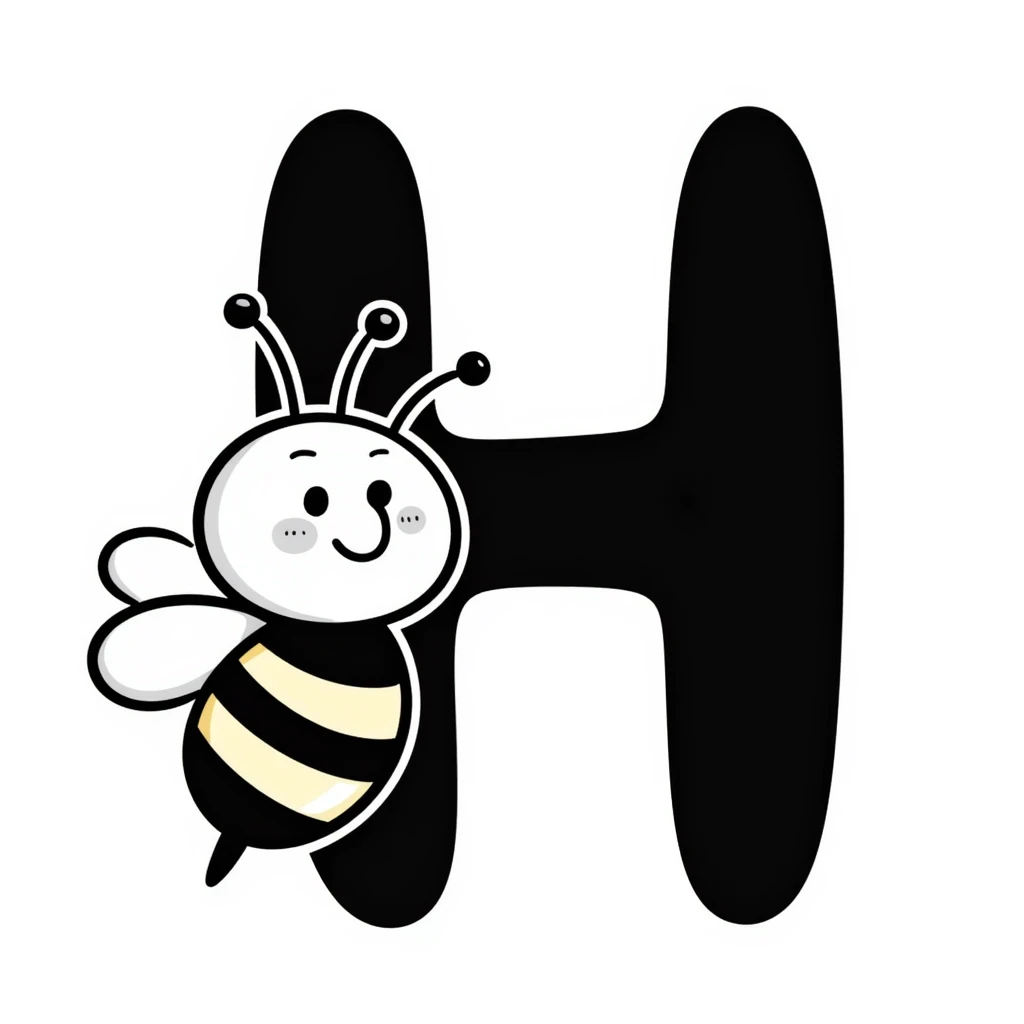 honey bee with the letter H emoji