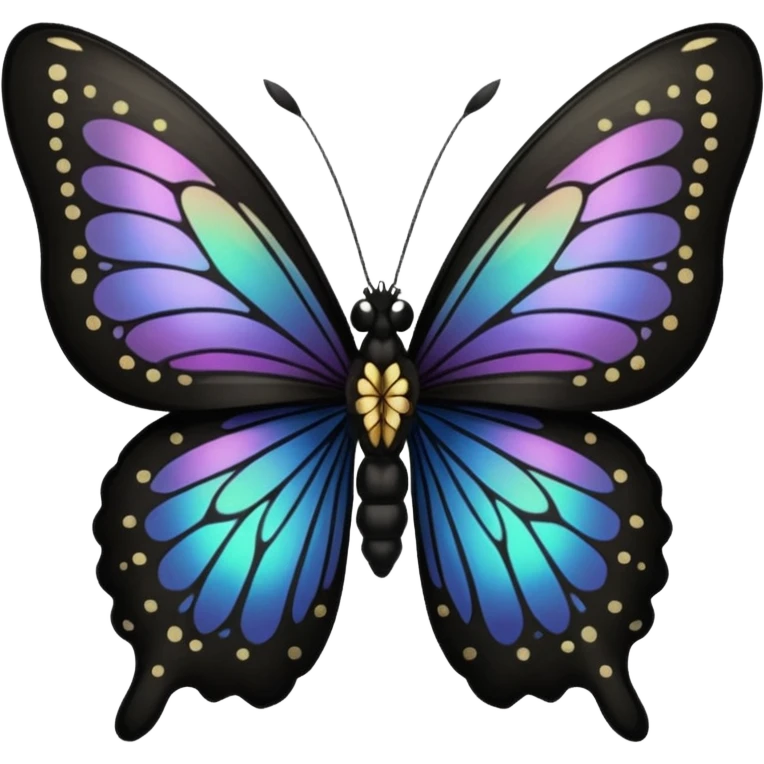 A black butterfly with intricately detailed wings, featuring a central ribbon tied in a bow, blending gothic fashion with nature’s beauty. emoji