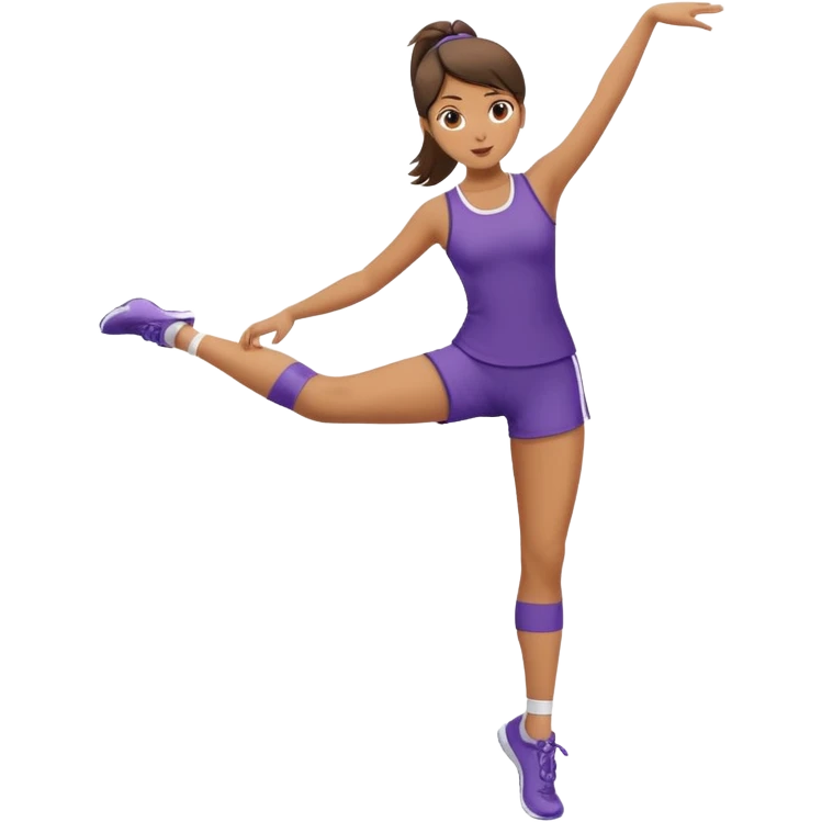 The girl stands on one leg, raising her leg to the very top  emoji