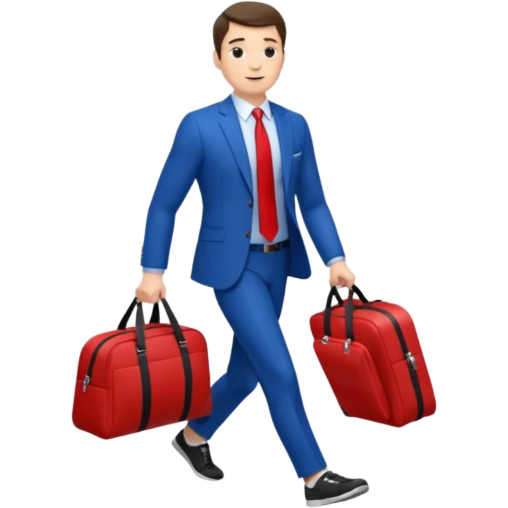 business man in a blue suit and red tie carry exercise emoji