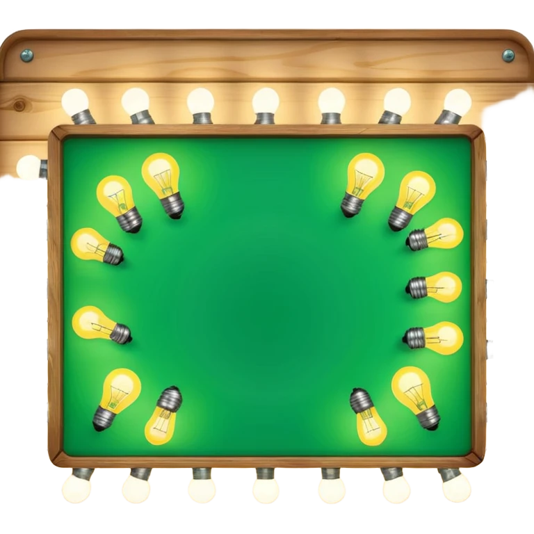 EMPTY GREEN SIGN SURROUNDED BY LIGHTBULBS emoji