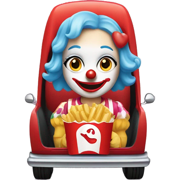 clown girl in car with a happy meal  emoji