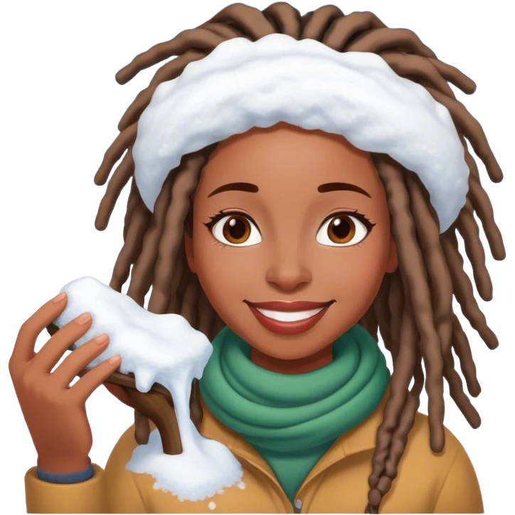 Black woman with locs removing snow emoji
