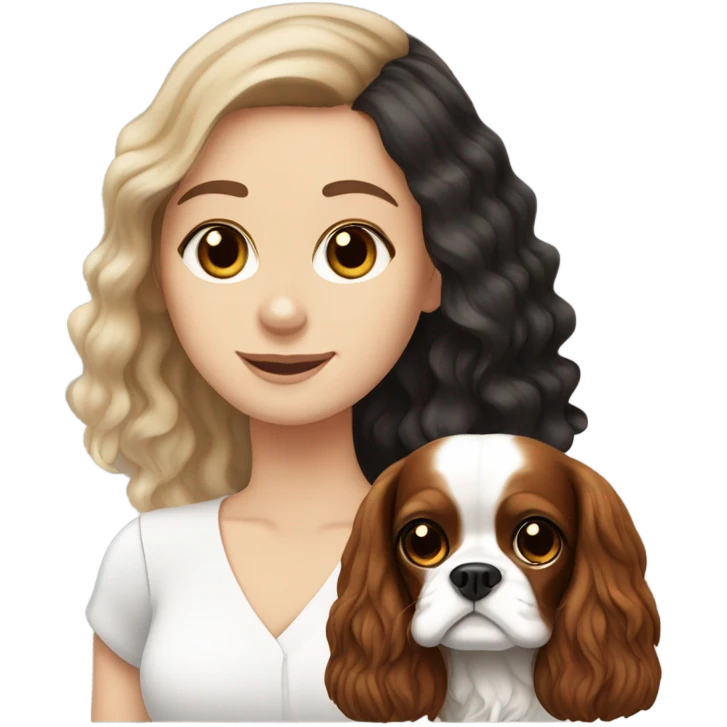 White Girl with black brown white cavalier  emoji