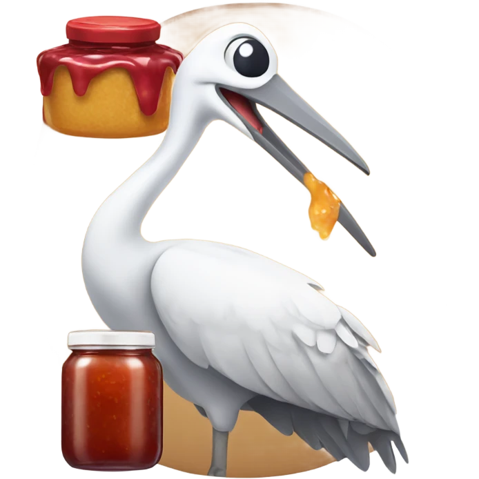 A stork with a jar of jam emoji