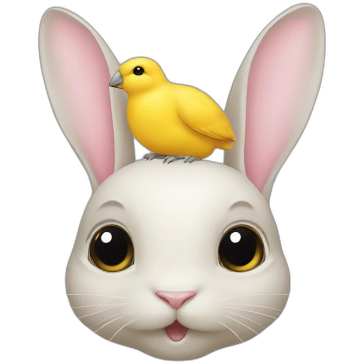 one rabbit and two canaris emoji