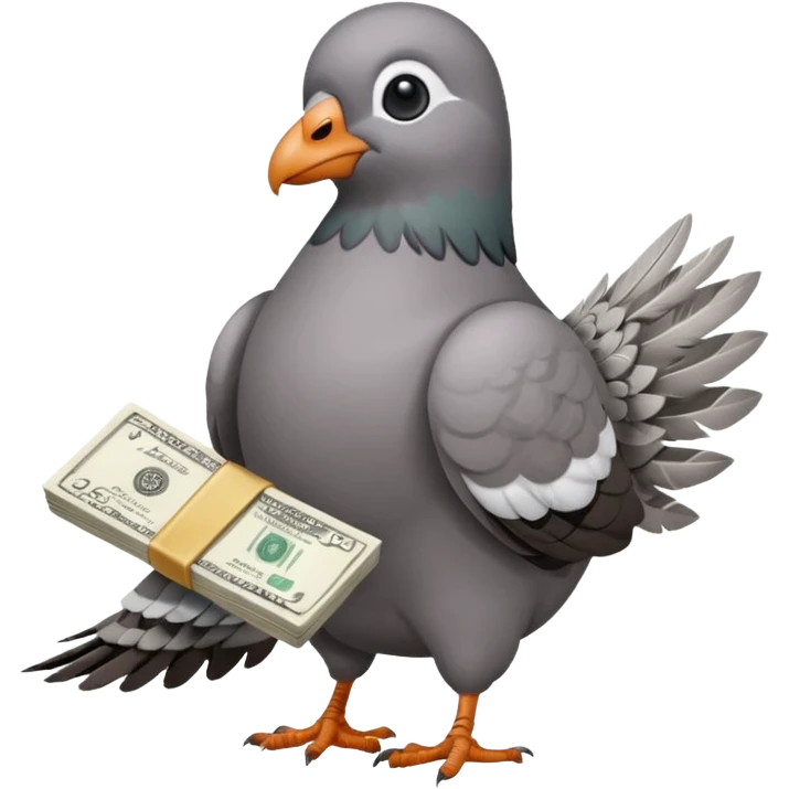 Pigeon with lots of money emoji