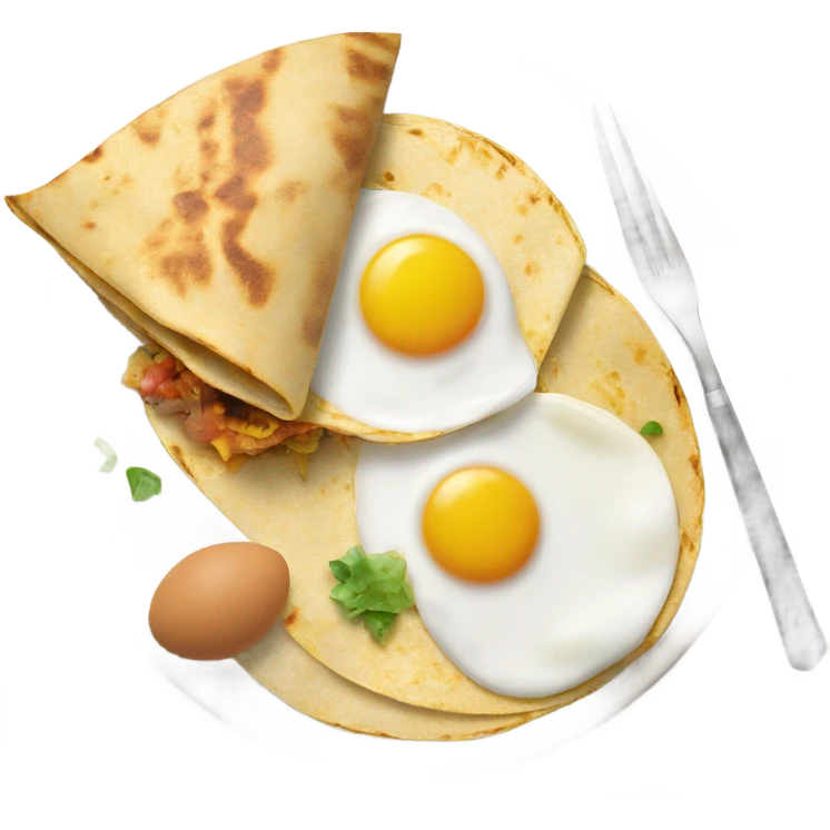 Realistic breakfast with a tortilla wrap and two eggs emoji