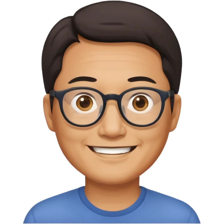 middle aged Asian man with glasses, smiling emoji