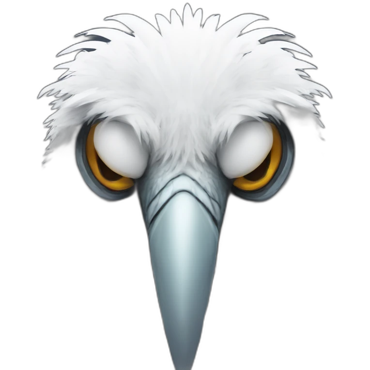 Tall slender snow tall monster with vulture face in long white feathers emoji