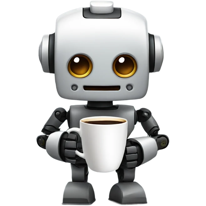 robot with a cup of coffee emoji