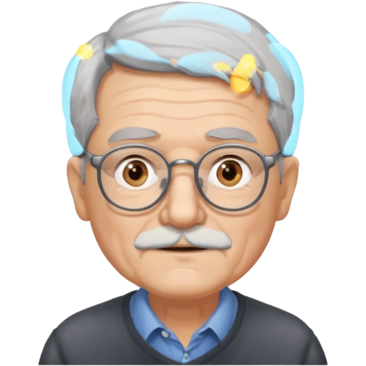 una imagen de un abuelo de 63 años con gafas emoji